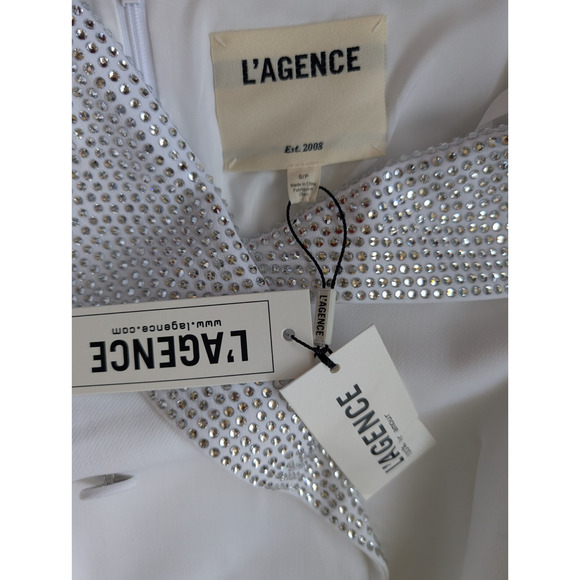 NWD L'Agence Dorothea Embellished Asymmetric Blazer Mini Dress Sz S White #4E502 - Picture 8 of 13